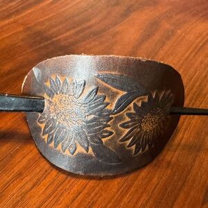 Vidal Sassoon Vintage Brown Tooled Leather Floral hair accessory